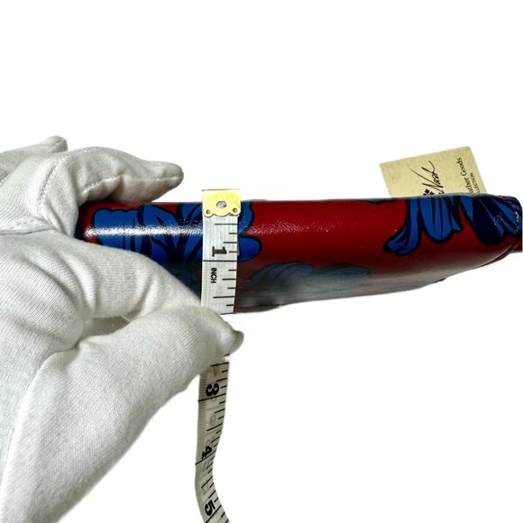 NWT Patricia Nash Kaisa Leather Clutch Wallet Wristlet – Grecian Rose Blue/Red - Picture 9 of 13